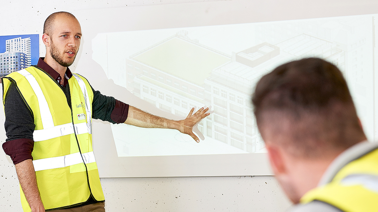 a presentation with projector 