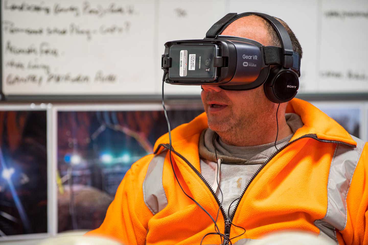 site worker using VR headset 